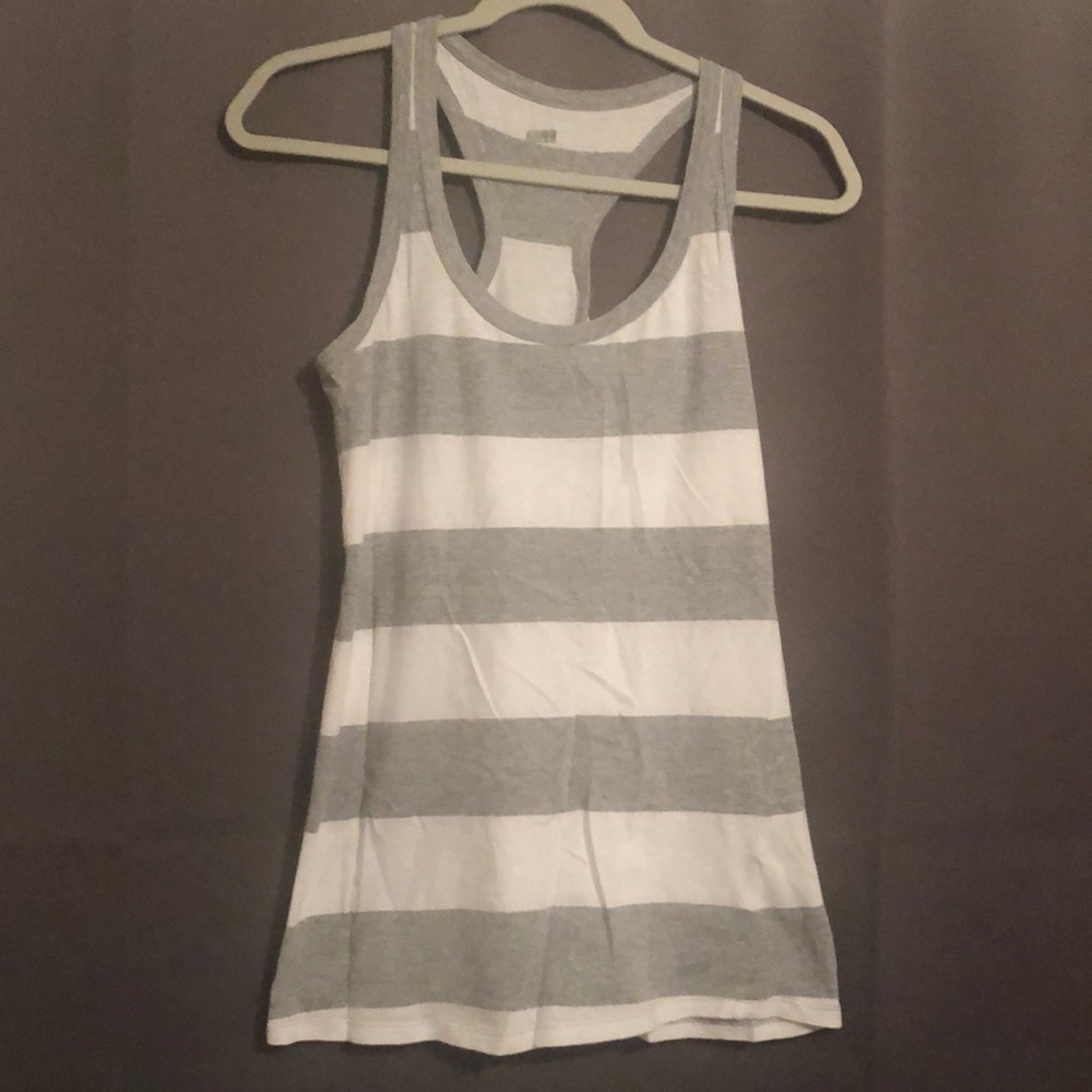 SOFEE size S white grey stripe razor back tank